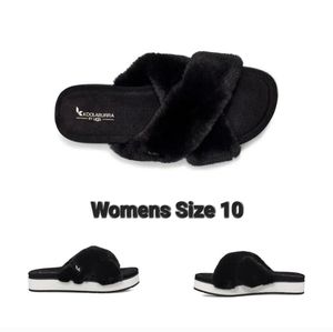 Kollaburra by UGG Black Roubie Fuzz Sandals Sz 10